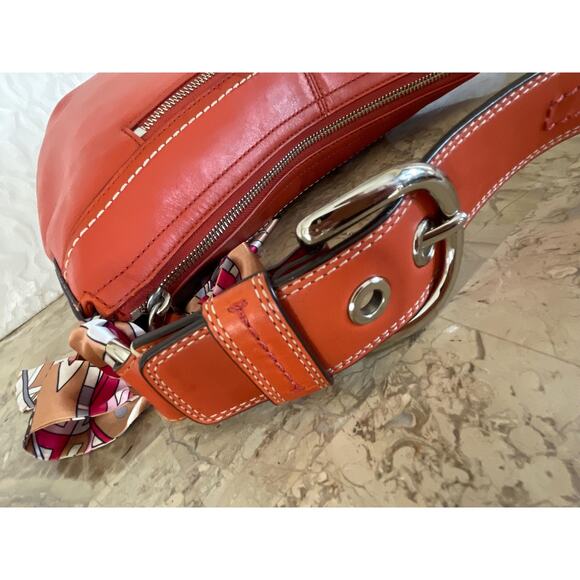 Coach Ergo Pleated hobo/soho red-orange Leather Shoulder Bag F13730 - Picture 12 of 14